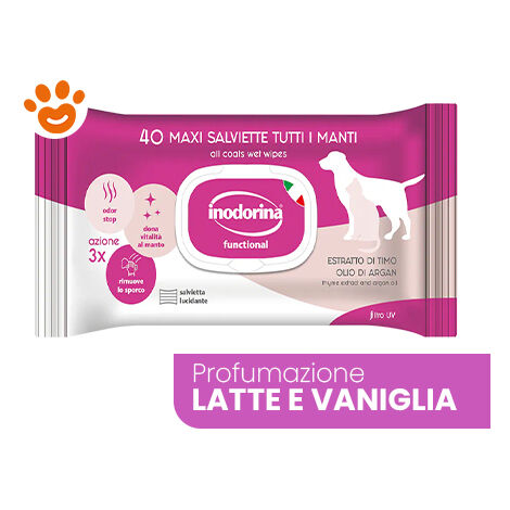 Salviettine Inumidite per Animali Domestici Inodorina REFRESH EXTRA Vanigliato