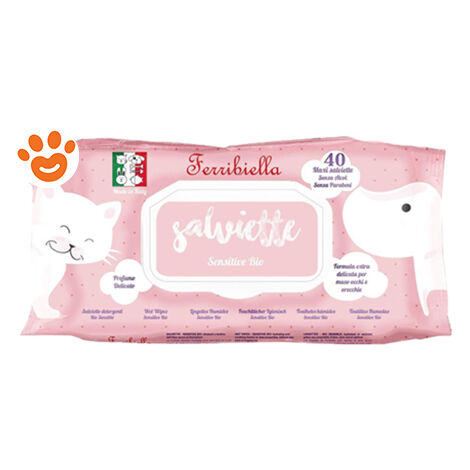 Ferribiella Dog & Cat Salviette Detergenti Sensitive Bio - Ferribiella Dog & Cat Salviette Detergenti Sensitive Bio - Confezione da 40 Salviette