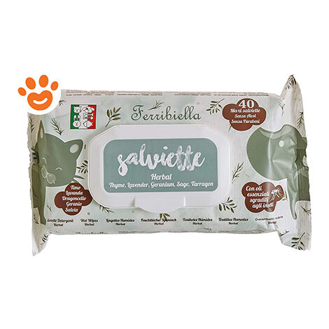 Ferribiella Dog & Cat Salviette Detergenti Herbal - Ferribiella Dog & Cat Salviette Detergenti Herbal - Confezione da 40 Salviette