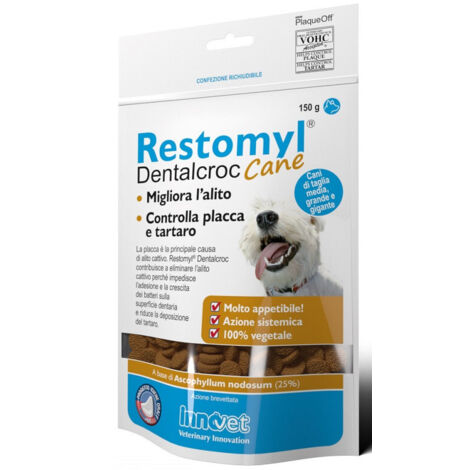Innovet Dog e Cat Restomyl Dentalcroc - Innovet Dog e Cat Restomyl Dentalcroc - Confezione da 150 gr (Cane)