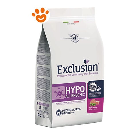 Exclusion Dog Hypoallergenic Adult Medium Large Breed Maiale e Piselli  - Exclusion Dog Hypoallergenic Adult Medium Large Breed Maiale e Piselli - Sacco Da 12 Kg