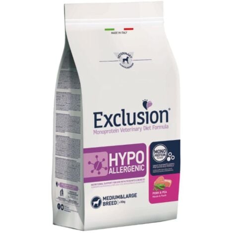 Exclusion Dog Hypoallergenic Adult Medium Large Breed Maiale e Piselli  - Exclusion Dog Hypoallergenic Adult Medium Large Breed Maiale e Piselli - Sacco Da 12 Kg