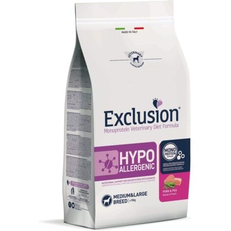 Exclusion Dog Hypoallergenic Adult Medium Large Breed Maiale e Piselli  - Exclusion Dog Hypoallergenic Adult Medium Large Breed Maiale e Piselli - Sacco Da 12 Kg
