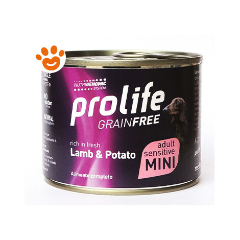 Prolife Dog Grainfree Sensitive Adult Mini Agnello e Patate  - Prolife Dog Grainfree Sensitive Adult Mini Agnello e Patate - Lattina Da 200 Gr