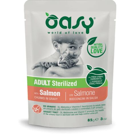 Oasy Wet Cat Bocconcini 85gr Adult Sterilized Salmone