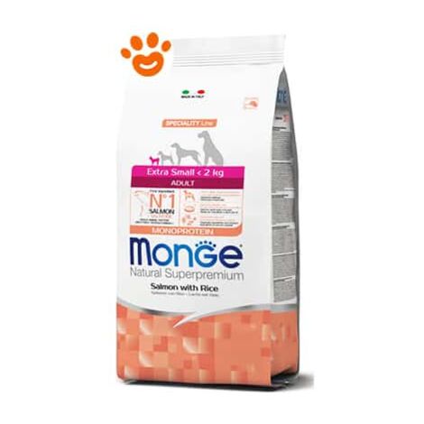 Monge Dog Natural Superpremium Adult Extra Small Salmone e Riso - Monge Dog Natural Superpremium Adult Extra Small Salmone e Riso - Sacco Da 2,5 Kg