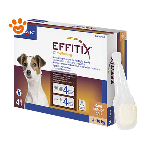 Virbac Dog EFFITIX Spot-On Cani di Taglia Piccola (4-10kg)  - Virbac Dog EFFITIX Spot-On Cani di Taglia Piccola (4-10kg) - Confezione Da 4 Pipette