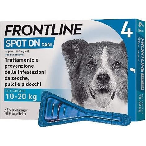 Frontline Spot On 10-20 Kg - Antiparassitario per Cani Medi  - Confezione Da 4 Pipette
