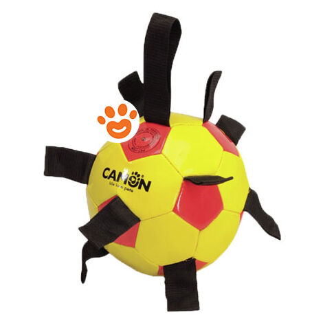 Camon Dog Pallone da Calcio con Maniglia  - Camon Dog Pallone da Calcio con Maniglia - Confezione da 1 pezzo (Giallo/Rosso)