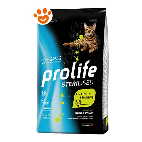 Prolife Cat Sterilised Grainfree Sensitive Adult Quaglia e Patate  - Prolife Cat Sterilised Grainfree Sensitive Adult Quaglia e Patate - Sacco Da 7 Kg