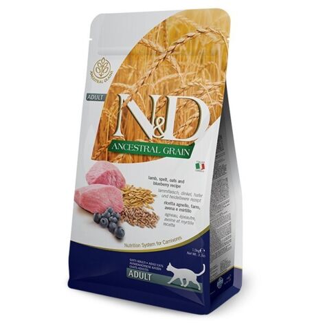 Farmina Cat N&D Ancestral Grain Adult Agnello e Mirtillo - Farmina Cat N&D Ancestral Grain Adult Agnello e Mirtillo - Sacco Da 1,5 Kg