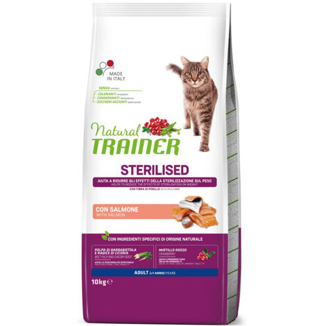 Trainer Natural per Gatto Adult Sterilised con Salmone da 10 Kg