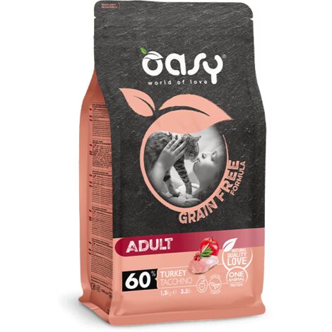 Oasy Grain Free per Gatti Adulti con Tacchino da 300 gr