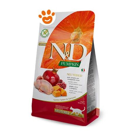 Farmina Cat N&ampD Pumpkin Neutered Adult Quaglia Zucca e Melograno  - Farmina Cat N&ampD Pumpkin Neutered Adult Quaglia Zucca e Melograno - Sacco Da 1,5 Kg