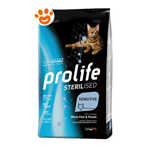Prolife Cat Sterilised Sensitive Adult Pesce Bianco e Patate  - Prolife Cat Sterilised Sensitive Adult Pesce Bianco e Patate - Sacco Da 1,5 Kg