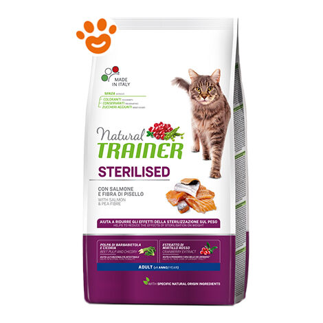 Trainer Natural Cat Adult Sterilised Salmone e Fibra Di Pisello  - Trainer Natural Cat Adult Sterilised Salmone e Fibra Di Pisello - Sacco Da 3 Kg