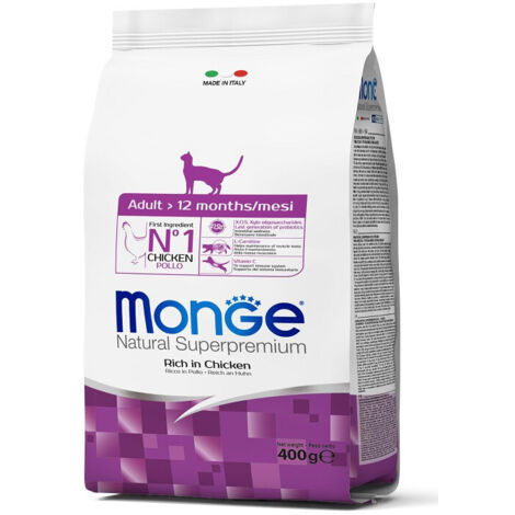 Monge Superpremium Crocchette per Gatto, Ricche di Pollo - Gatto Adulto, 400gr
