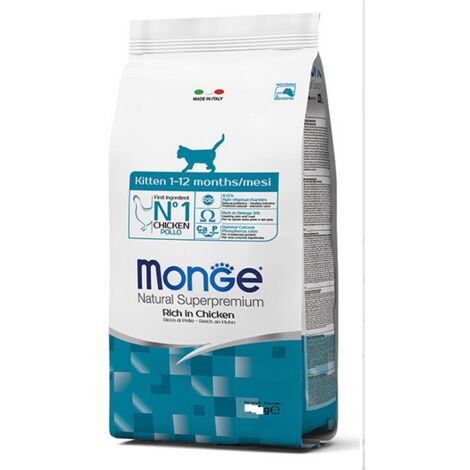 Monge Superpremium Crocchette per Gatto, Ricche di Pollo - Gattino, 400gr