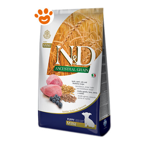 Farmina Dog N&ampD Ancestral Grain Puppy Mini Agnello e Mirtillo  - Farmina Dog N&ampD Ancestral Grain Puppy Mini Agnello e Mirtillo - Sacco Da 2,5 Kg