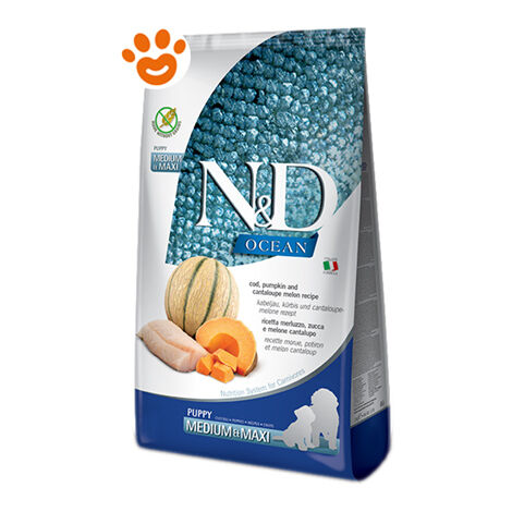 Farmina Dog N&D Ocean Puppy Medium Maxi Merluzzo Zucca e Melone - Farmina Dog N&D Ocean Puppy Medium Maxi Merluzzo Zucca e Melone - Sacco Da 2,5 Kg