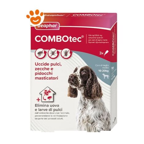 Beaphar Dog Combotec Taglia Media 10 - 20 Kg  - Beaphar Dog Combotec Taglia Media 10 - 20 Kg - Confezione Da 3 Pipette