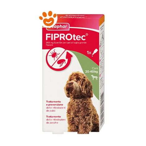 Beaphar Dog Fiprotec Spot-On Taglia Grande 20-40 Kg  - Beaphar Dog Fiprotec Spot-On Taglia Grande 20-40 Kg - Confezione Da 3 Pipette