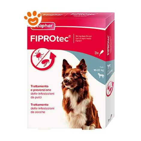 Beaphar Dog Fiprotec Spot-On Taglia Media 10-20 Kg  - Beaphar Dog Fiprotec Spot-On Taglia Media 10-20 Kg - Confezione Da 3 Pipette