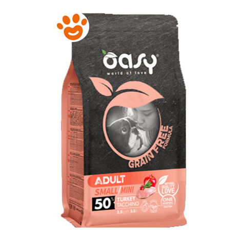 Oasy Dog Grain Free Adult Small/Mini Tacchino  - Oasy Dog Grain Free Adult Small/Mini Tacchino - Sacco Da 2,5 Kg