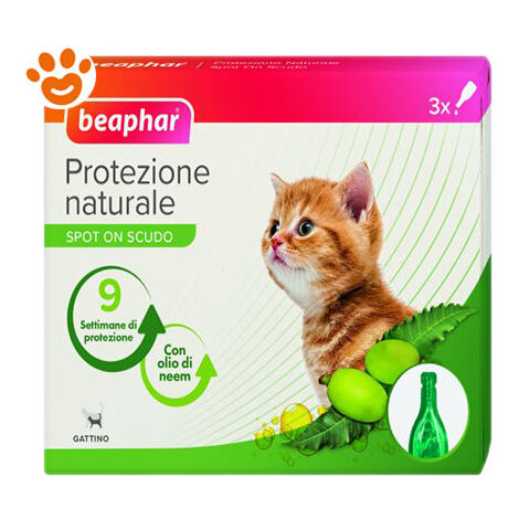 Beaphar Cat Protezione Naturale Spot-On Gattino  - Beaphar Cat Protezione Naturale Spot-On Gattino - Confezione da 3 pipette 0,4 ml