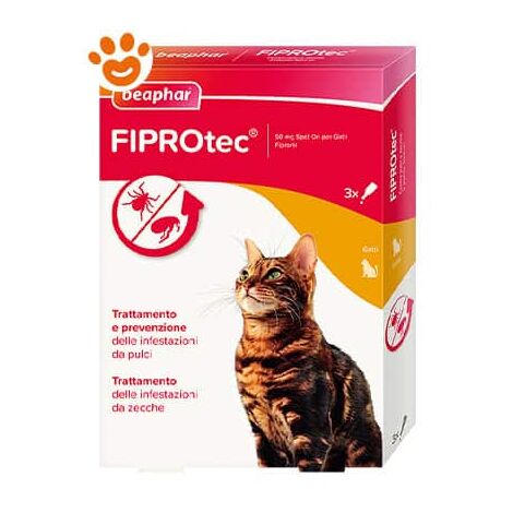 Beaphar Fiprotec Spot-On Antiparassitario per Gatti - Beaphar Fiprotec Spot-On Antiparassitario per Gatti - Confezione Da 3 Pipette