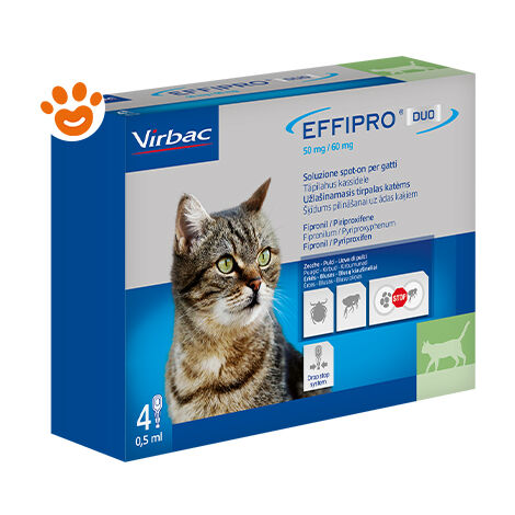 Virbac Cat Effipro Duo Spot-On  - Virbac Cat Effipro Duo Spot-On - Confezione Da 4 Pipette