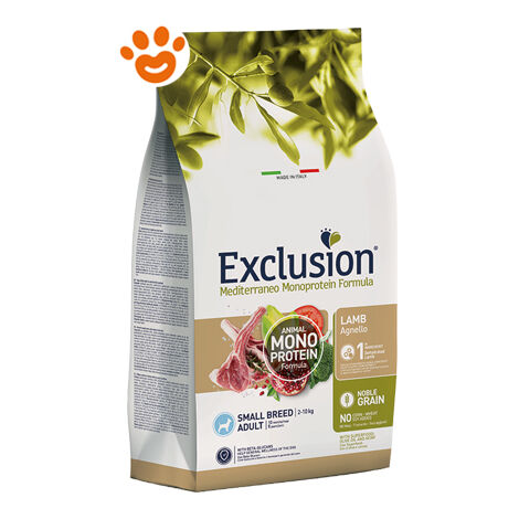 Exclusion Mediterraneo Noble Grain Cane Adulto Small, Agnello 2kg