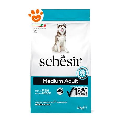 Schesir Cane Medium Adult Crocchette 12 kg ricco in Pesce