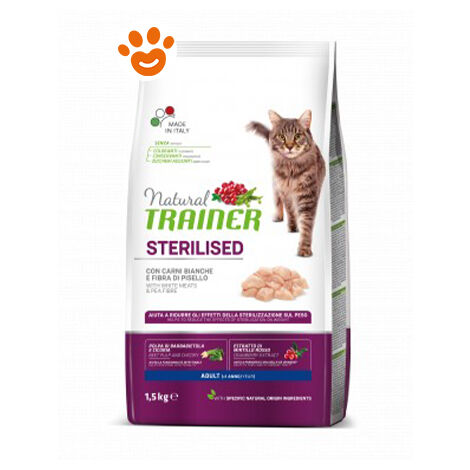 Natural Trainer Cat Adult Sterilized Tacchino  - Natural Trainer Cat Adult Sterilized Tacchino - Sacco Da 300 Gr