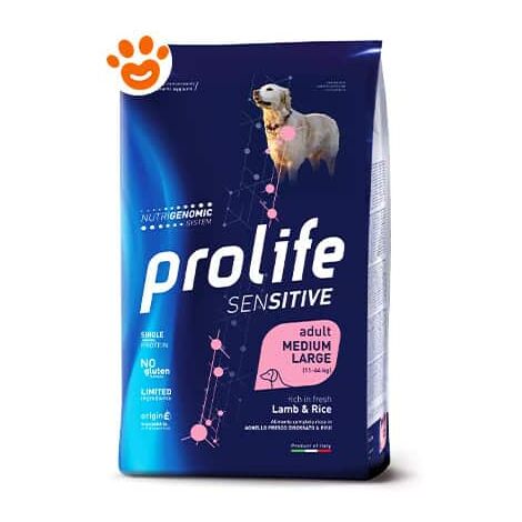 Prolife Dog Sensitive Adult Medium Large Agnello e Riso  - Prolife Dog Sensitive Adult Medium Large Agnello e Riso - Sacco Da 10 Kg
