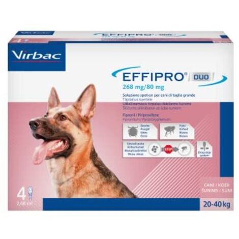 Virbac Dog Effipro Duo Spot-On 20-40 kg  - Virbac Dog Effipro Duo Spot-On 20-40 kg - Confezione Da 4 Pipette, Any