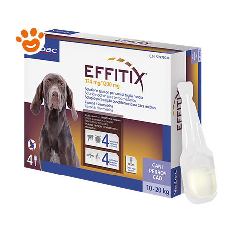 Virbac Dog EFFITIX Spot-On Cani di Taglia Media (10-20kg)  - Virbac Dog EFFITIX Spot-On Cani di Taglia Media (10-20kg) - Confezione Da 4 Pipette