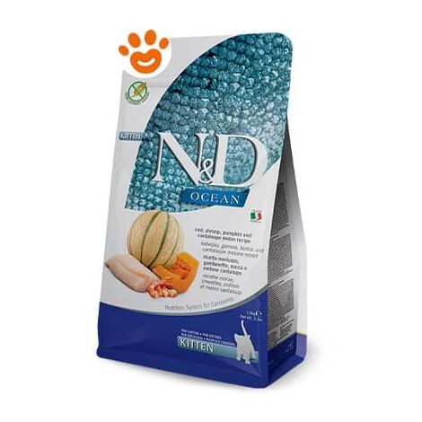 Farmina Cat N&ampD Ocean Pumpkin Kitten Merluzzo Gamberetti e Melone  - Farmina Cat N&ampD Ocean Pumpkin Kitten Merluzzo Gamberetti e Melone - Sacco Da 5 Kg