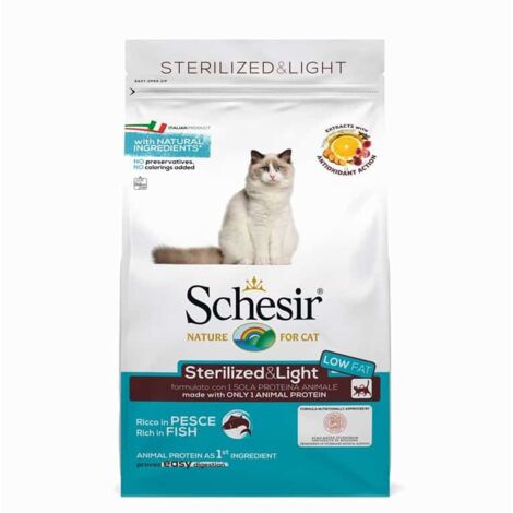 Schesir Cat Sterilized &amp Light Pesce  - Schesir Cat Sterilized &amp Light Pesce - Sacco Da 1,5 Kg