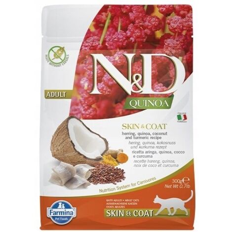 Farmina Gatto N&D Adult Quinoa Skin & Coat 300gr con Aringa