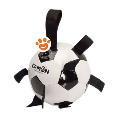 Camon Dog Pallone da Calcio con Maniglia  - Camon Dog Pallone da Calcio con Maniglia - Confezione da 1 pezzo (Bianco/Nero)