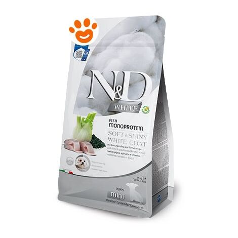 Farmina Dog N&ampD White Puppy Mini Branzino, Finocchio e Spirulina  - Farmina Dog N&ampD White Puppy Mini Branzino, Finocchio e Spirulina - Sacco Da 1,5 Kg