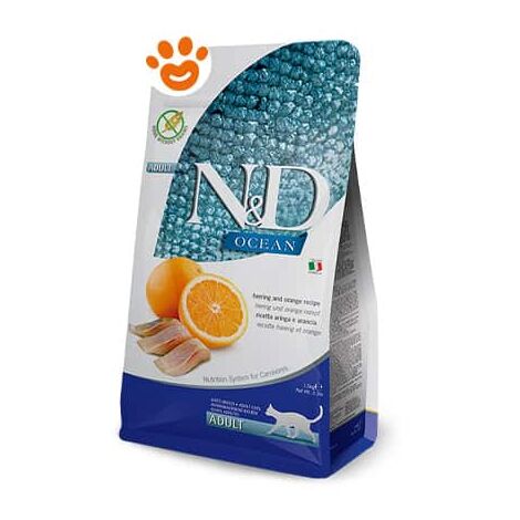 Farmina Cat N&ampD Ocean Prime Grain Free Adult Aringa e Arancia  - Farmina Cat N&ampD Ocean Prime Grain Free Adult Aringa e Arancia - Sacco Da 300 Gr
