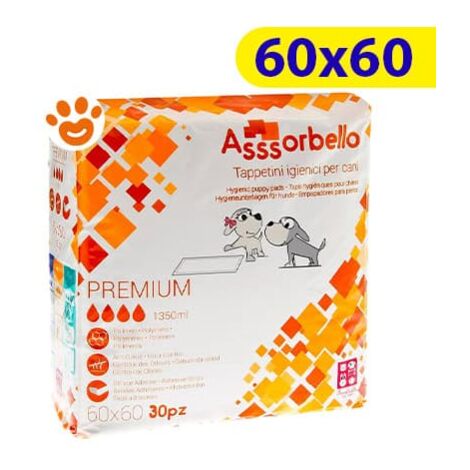 Ferribiella Dog Assorbello (60x60cm) PREMIUM Tappetini Igienici Assorbenti  - Ferribiella Dog Assorbello (60x60cm) PREMIUM Tappetini Igienici Assorbenti - Confezione Da 30 Tappetini