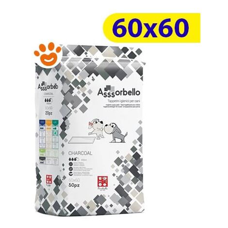 Ferribiella Dog Assorbello (60x60cm) CHARCOAL Tappetini Igienici Assorbenti - Ferribiella Dog Assorbello (60x60cm) CHARCOAL Tappetini Igienici Assorbenti - Confezione Da 50 Tappetini