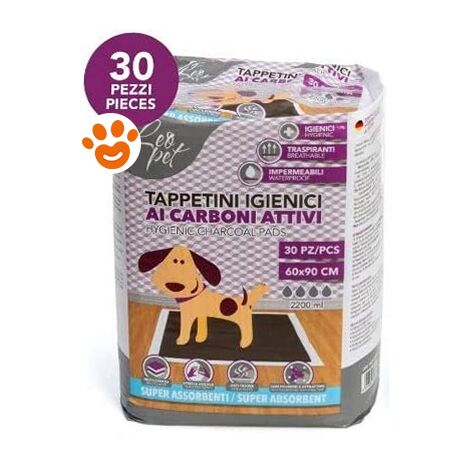 Leopet Tappetini Assorbenti ai Carboni Attivi (60x90cm)  - Leopet Tappetini Assorbenti ai Carboni Attivi (60x90cm) - Confezione da 30 Tappetini