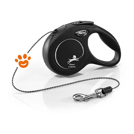 Flexi Guinzaglio Nero a Corda - Flexi Guinzaglio Nero a Corda - XS