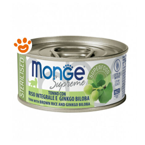 Monge Supreme Cat Adult Serilised Tonno con Riso Integrale e Ginkgo Biloba  - Monge Supreme Cat Adult Serilised Tonno con Riso Integrale e Ginkgo Biloba - Lattina Da 80 Gr