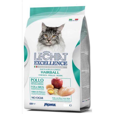 Monge LeChat Cat Adult Excellence Hairball al Pollo  - Monge LeChat Cat Adult Excellence Hairball al Pollo - Sacco Da 1,5 Kg