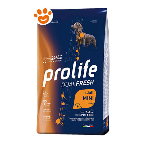 Prolife Dog DualFresh Adult Mini Tacchino Fresco Maiale Fresco e Riso  - Prolife Dog DualFresh Adult Mini Tacchino Fresco Maiale Fresco e Riso - Sacco Da 2 kg, Sacco Da 2 Kg